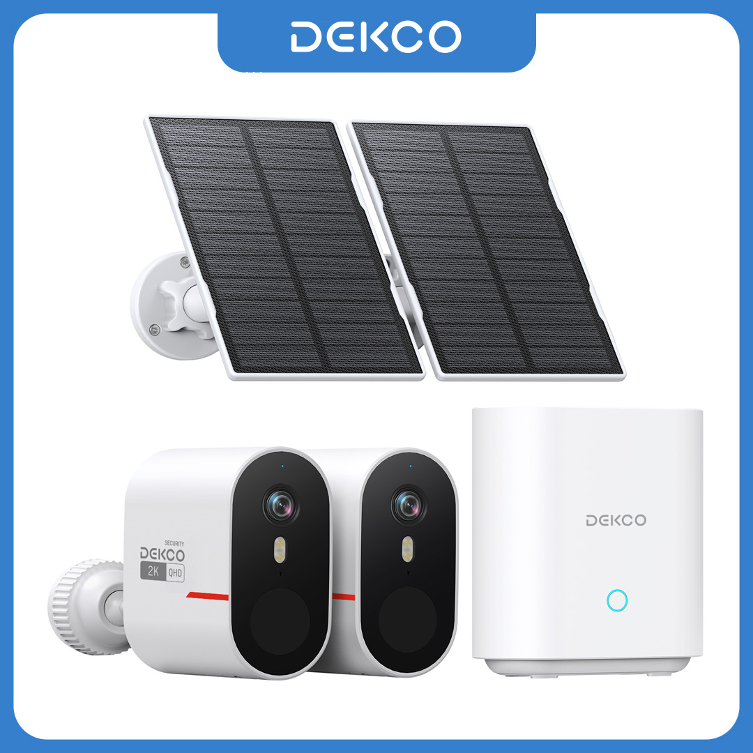 Garden Camera - Dekco 3MP WiFiソーラーカメラシステム 2台セット 屋外ワイヤレスホームセキュリティカメラセット カラーナイトビジョン
