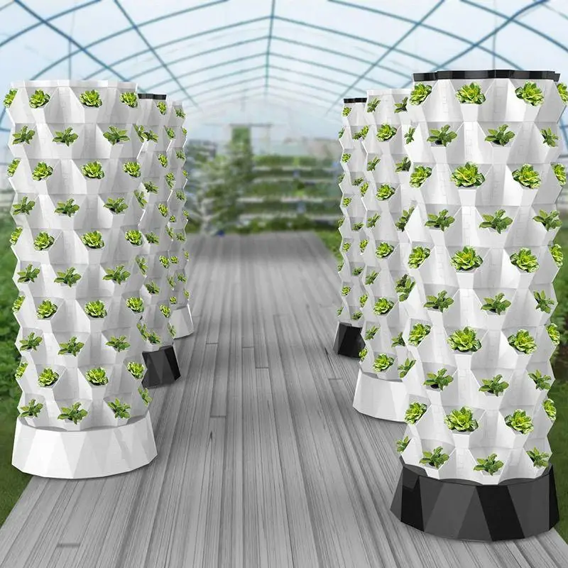 Hydroponic Tower - 垂直型水耕栽培タワー、パイナップル型のエアロポニックスプランター、温室用の積み重ね可能な土を使わない栽培システム。