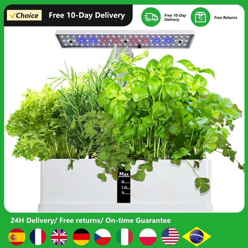 Indoor Garden Kit - 9ポッドスマート水耕栽培システム 室内ガーデンキット 自動タイマー 高さ調整可能 15W LED育成ライト