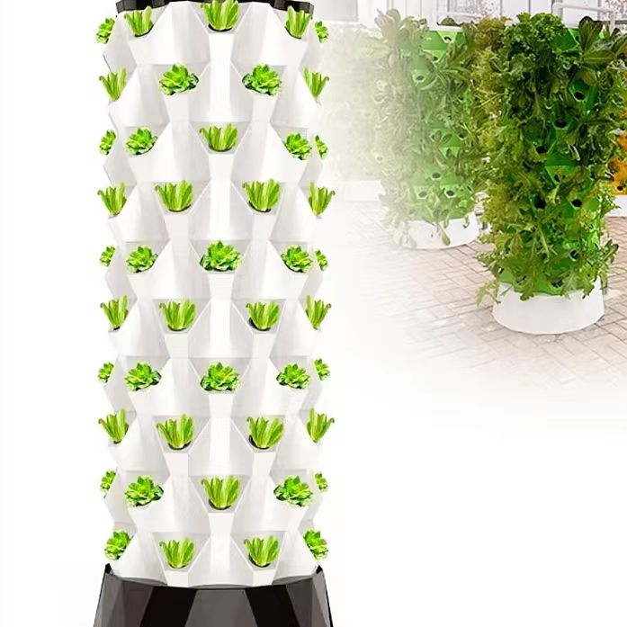 Hydroponic Tower - 農場自動灌漑ドリップキットシステム水耕栽培タワーシステムパイナップル栽培タワー（ライト付き）