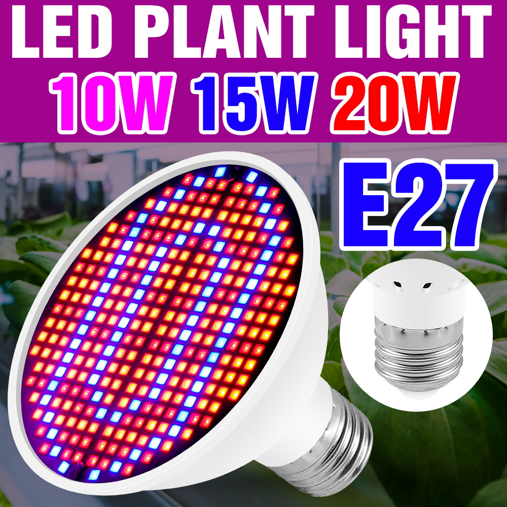Plant Grow Light Full Spectrum - 20W LED植物育成ライト電球 E27/E26 フルスペクトル栽培ランプ 室内植物育成ボックス 鉢植え