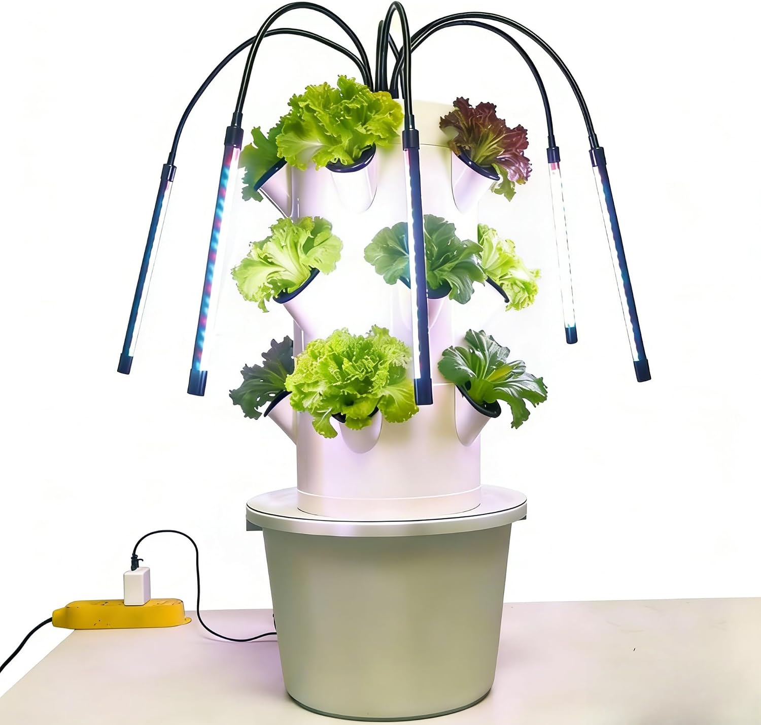 Indoor Garden Kit - 垂直型水耕栽培システム 3層15穴 室内ガーデンキット キッチンハーブ＆野菜用LEDライト6個付き