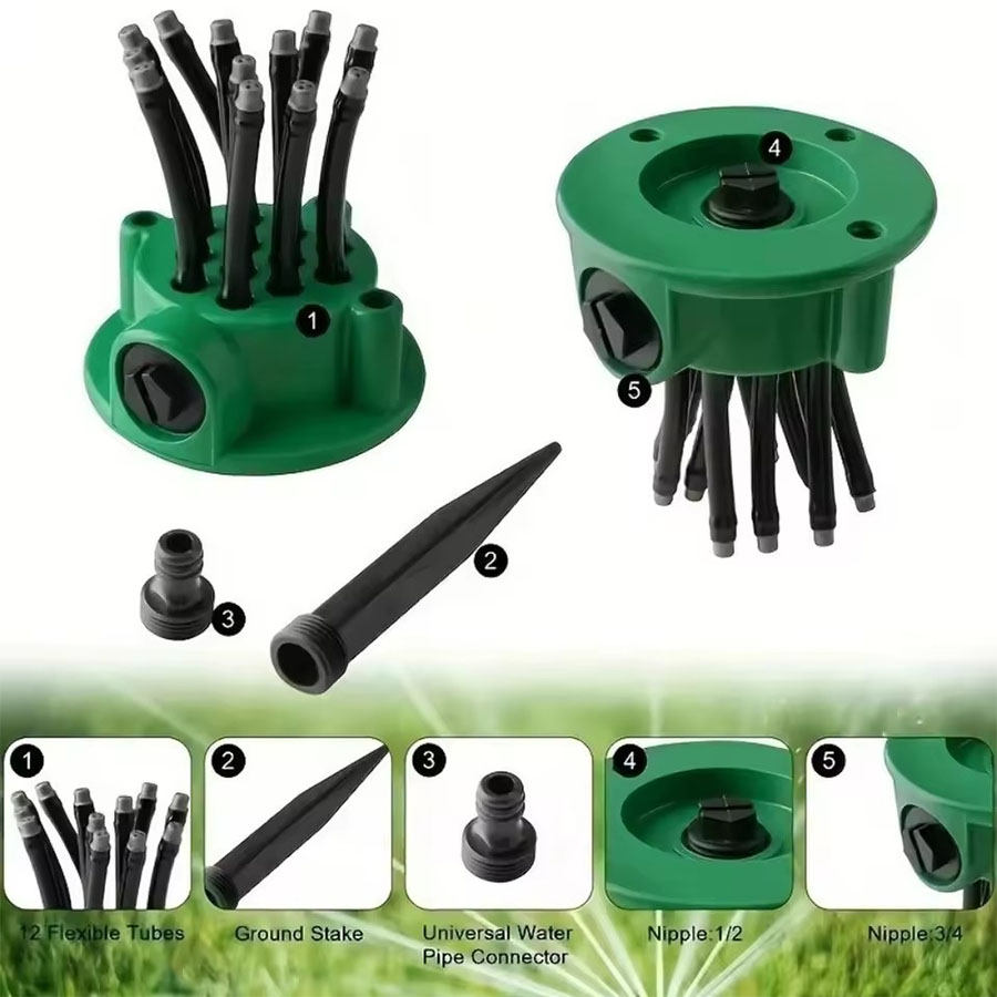 360 °   自動回転式ガーデン散水器、多ノズル芝生散水ス - Automatic Watering のレビューと価格