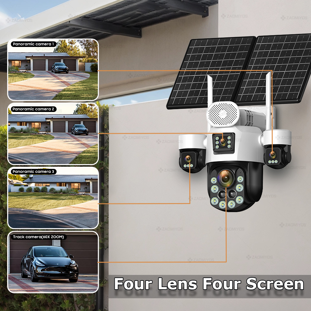 4レンズ屋外360度カメラ °   監視用ソーラーカメラ 2 - Garden Camera のレビューと価格