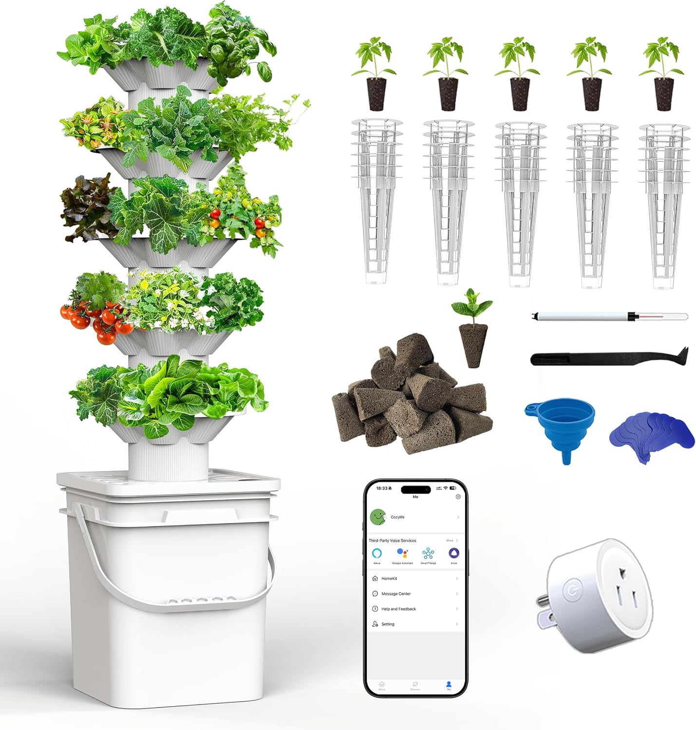 水耕栽培システムキット 5層水耕タワー 30個の植え付け穴  - Indoor Garden Kit のレビューと価格