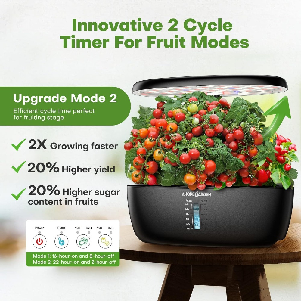 12ポッド水耕栽培ガーデン、LED育成ライト付き、屋内ハーブ - Indoor Garden Kit のレビューと価格