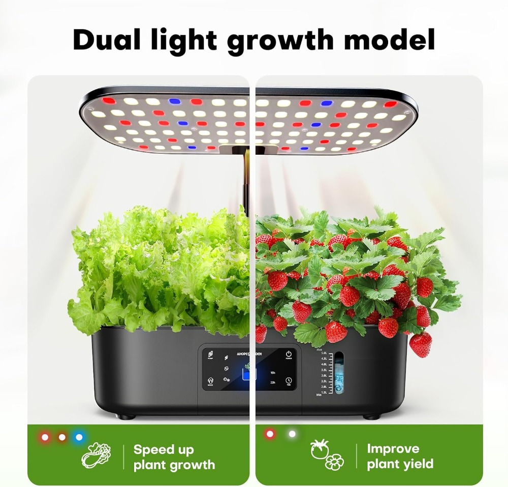 12ポッド式屋内水耕栽培ガーデン、LCDと育成ライト付き、ハ - Hydroponic Grow Pod のレビューと価格