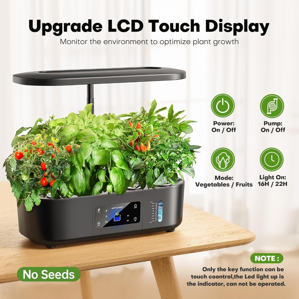 12ポッド式屋内水耕栽培ガーデン、LCDと育成ライト付き、ハ - Hydroponic Grow Pod のレビューと価格