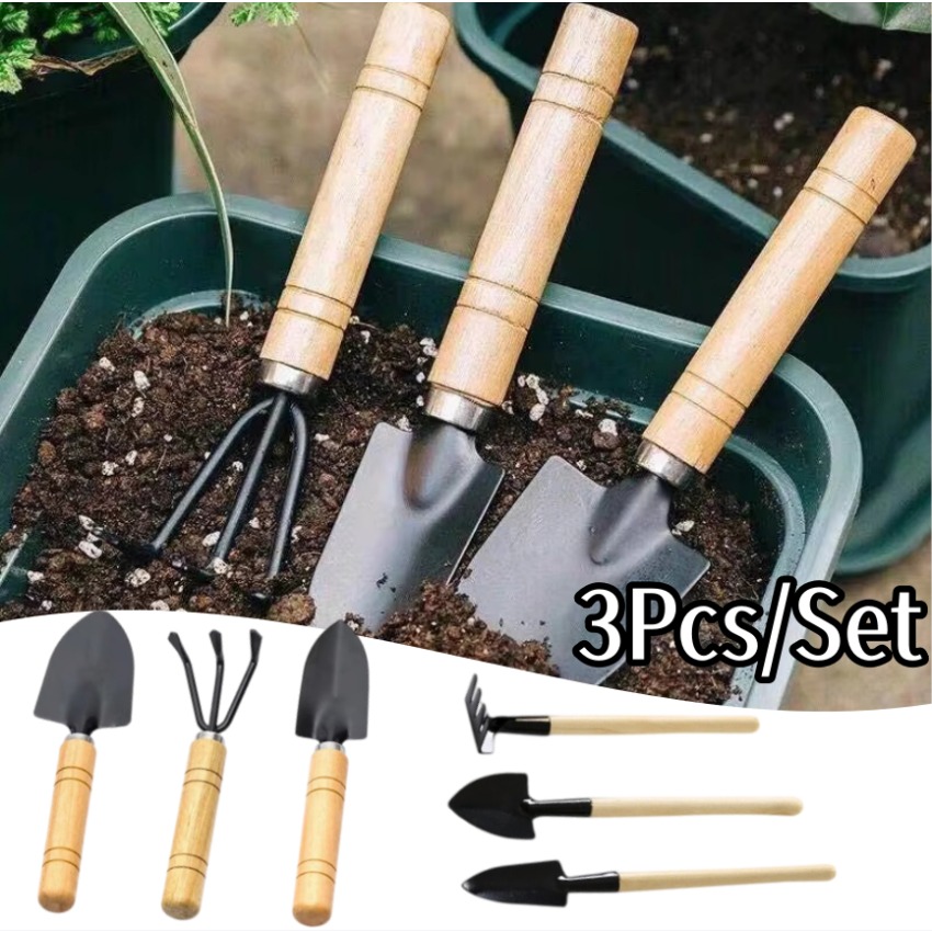 3点セット ミニガーデニングツールセット 携帯用熊手、移植ス - Indoor Garden Kit のレビューと価格