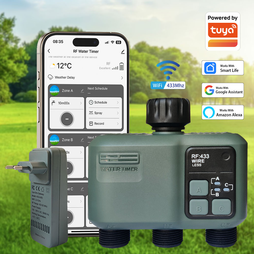 Tuya Wifi+RF433 3口給水タイマー ガーデン用 - Smart Garden Kit のレビューと価格